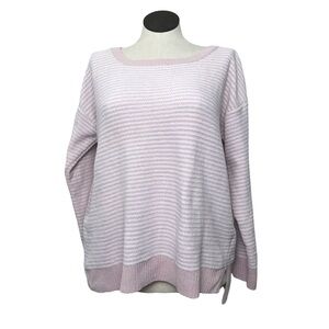 Jones New York Boat Neck Sweater Women’s Sz XL Color Pink/White Stripes Pullover